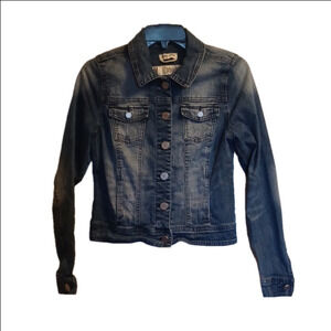 INDIGO REIN, FOREVER JEAN JACKET, SIZE MEDIUM. BUTTON UP, ALL BUTTONS AT…